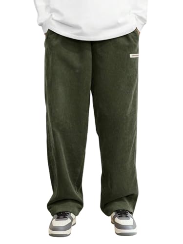 Image of KOTTY Men's Solid|Button|Wide|Loose fit|Corduroy Trousers & Pant for Men