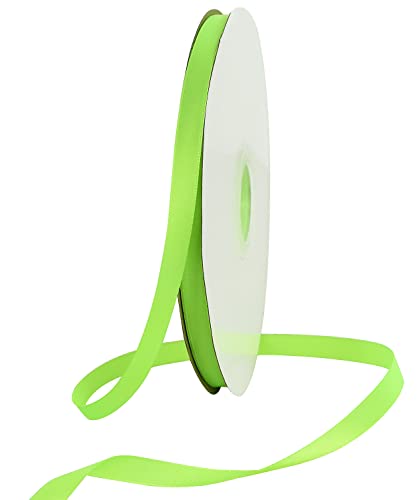 TONIFUL 3/8 Inch x 100yds Fluorescent Apple Green Satin Ribbon Thin Solid Fabric Ribbons Roll for Gift Wrapping Floral Hair Balloons Craft Sewing Party Wedding Decoration Valentines Day Halloween