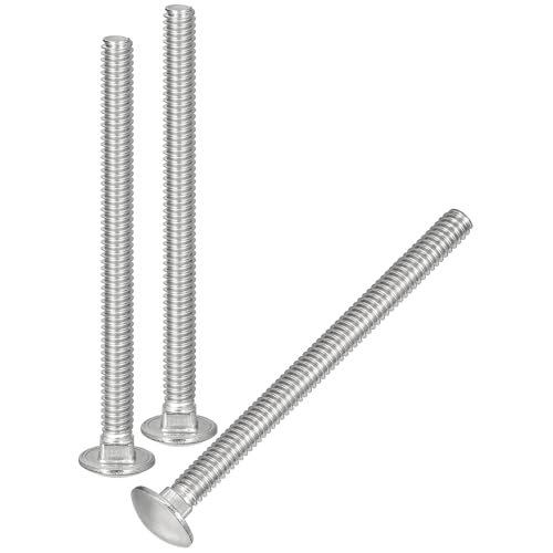 Image of uxcell 1 /4-20x3 Carriage Bolt, 10pcs Round Head Square Neck Screws, 304 Stainless Steel, Fully Threaded, Silver