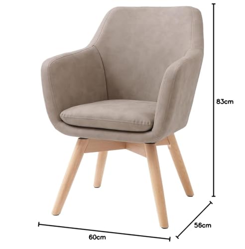 ヤマソロ ダイニングチェア デスクチェア 木製 オフィスチェア 疲れにくい 回転 コンパクト おしゃれ チェア 椅子 木製 ベロア Benoit ベノワ 83-573 (グレージュ(木脚)) [3]