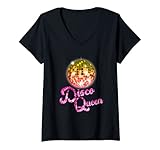 Damen Disco Queen - Party Girl - 90er Jahre 80er Frauen Damen T-Shirt mit V-Ausschnitt