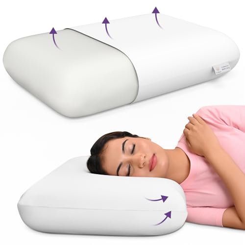 MY ARMOR Memory Foam Pillow - 5.5 Inch Extra Thick Orthopedic Pillows for Neck Pain Without Cover - for Side Sleepers - White, 1 Pack | 1-Year Warranty