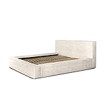 Siblo Cama 140x200 cm Moderno Cama Matrimonio - Cama de Matrimonio con Almacenamiento - Cama con Robusto Cabeceros Cama - Estructura Cama de Madera - Salva Colección - Gris Claro