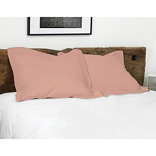 Home Linge Passion Ruffled Flat Cotton 57 Thread Count Pillowcases 25x25 Inch (2 Pack) Dusky Pink, Rose, 63x63 cm - Image 4