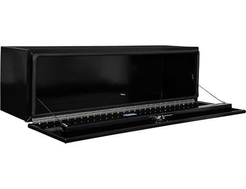 Image of Buyers Products 1706975 Pro Series Underbody Truck Box, 18x18x60 Inch, Gloss Black, 0.125 Inch Smooth Aluminum, 3-Point Locking Drop Door, Bolt-On Hinge, Weather Resistant, No Center Post, Made in USA