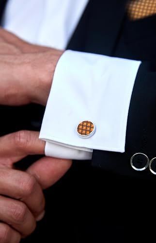Image of HISDERN Plaid Ties for Men Classic Checkered Tie and Pocket Square Cufflinks Tie Clip Set Woven Men's Necktie Business