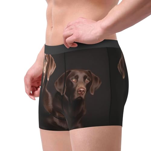Brown Labrador Retriever Men's Boxer Briefs with Fly Moisture-Wicking Underwear Comfortable Breathable Trunks Boxers4