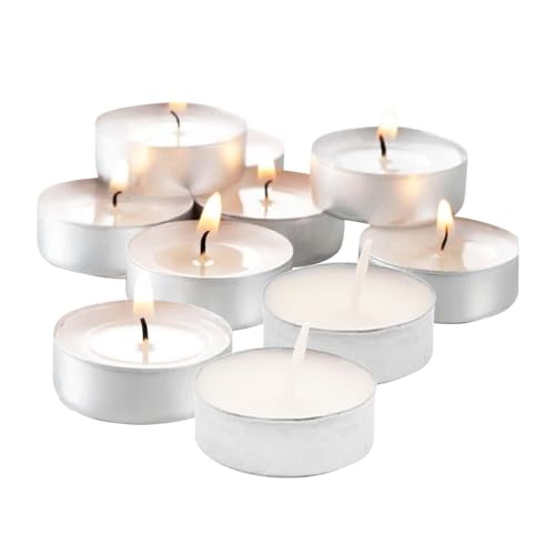 Minii Unscented White Votive Candles - 10-Pack Dripless Portable Flameless Long-Lasting Smokeless Tea Lights for Weddings, Christmas, Home Decor