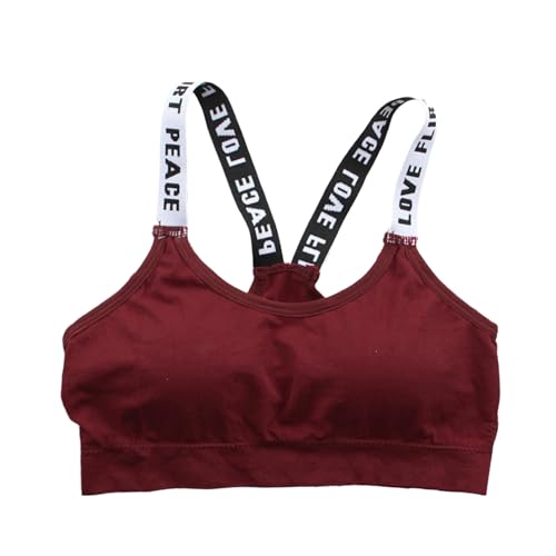 USTRA Fashion Thin Girls Wire-Free Sports Bra - 92% Nylon Breathable Student Athletic Top, One Size Fits Most Inner Wear