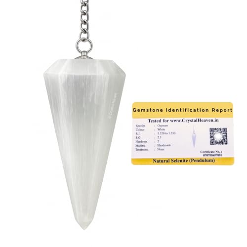Image of Certified Selenite Pendulum Dowsing Tool - Natural Crystal Pendulum for Spiritual Guidance - Premium Dowser Pendulum for Accurate Divination and Energy Healing - Perfect for Energy Healing