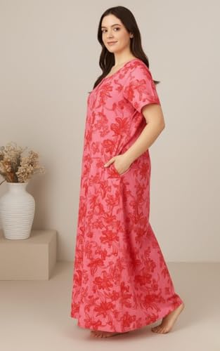 Image of Bahumaan Nighty for Women Cotton Combo Pack of 2 | Free Size Gown for Women Cotton with Side Pocket | Nighties for Women Pure Cotton Combo Stylish | Maxi Sleepwear