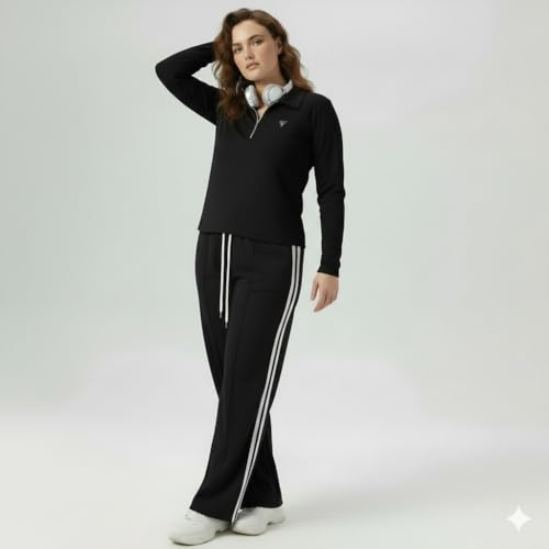 Image of Women's Top & Jogger Set | Stylish Co-Ord Set for Women |Top & High Waist Jogger Pants Set for Ladies | Stretchable Cotton Gym Wear, Activewear & Loungewear Tracksuit|women top jogger set