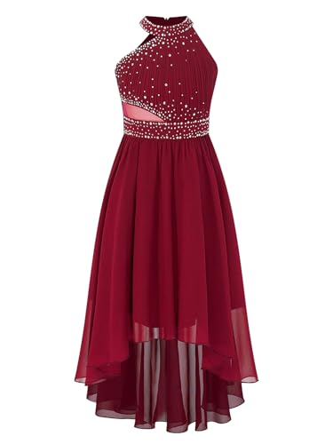 Vestido de niña para flower girl con cuello halter y corpiño acanalado para bodas y fiestas