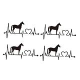 Gogogmee 4 Stück Auto Aufkleber Pferde Herzschlag Muster Bumper Decals Schwarz Langlebige Abziehbare Fenster Sticker für Auto Lkw Individuelles Fahrzeugdekor