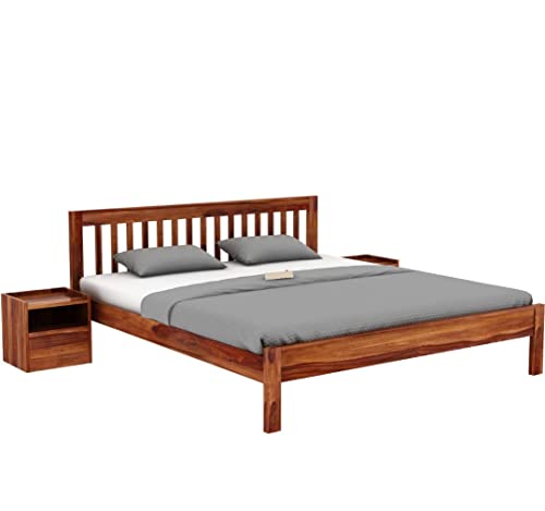 Image of Sheesham Wood Foster Wooden Dandi 1 Inch Bed Without Storage (Natural, 72x48 Double Mattress Compatible Bed)