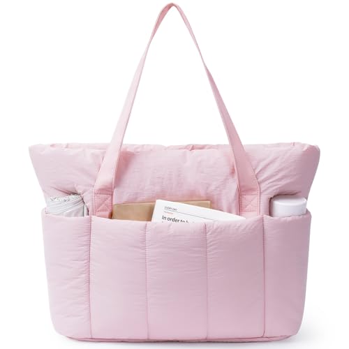 Narwey Handtasche Damen Shopper Tasche Groß Leicht Damen Arbeitstasche Schultasche Schultertasche Lehrertasche Tote Bag mit Vielen Fächern Handbags for Women (Rosa)