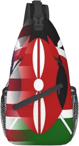 Mochila bandolera unisex con banderas de EE.UU. y Kenia miniatura 1
