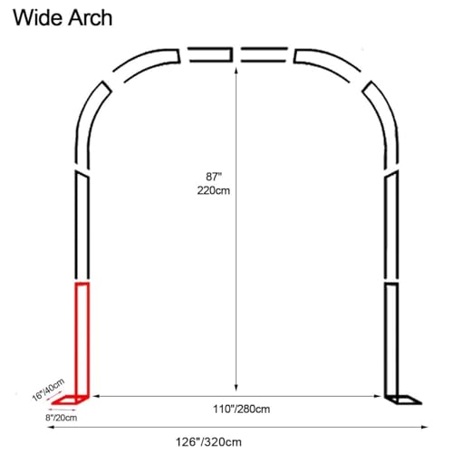 Wytrzymała metalowa altana ogrodowa, pergola, regulowana szerokość 80-400 cm, solidna altana ślubna do roślin pnących, idealna do dekoracji ceremonii na świeżym powietrzu (180 x 250 cm)