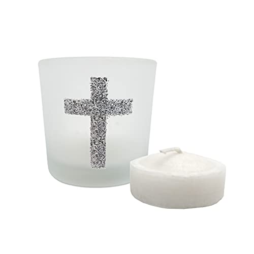 Silver Cross Themed Candle Favors, 30