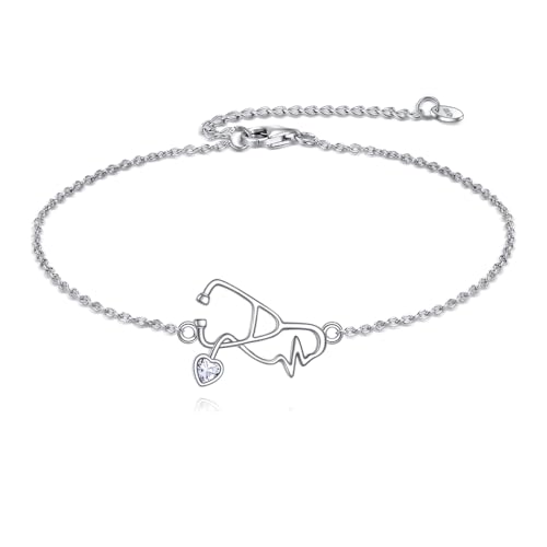 ONEFINITY Stethoscope Bracelet 925 Sterling Silver Nursing Jewelry Gift For Doctor Nurse