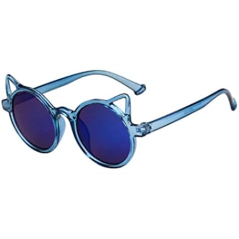 Childrens Kids Sunglasses for Girls Boys Age 3-8 Fashion Cat Ear Sunglasses (Blue) Cover