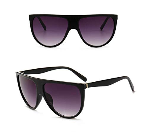 Gafas de sol de cortina plana para mujer, unisex, grande, cuadradas, retro, vintage, Black, Talla única Cover