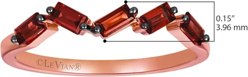 Baguette Cut Brown Smoky Quartz or Red Garnet Zig Zag Band Ring for Women in 14k Rose Gold Choice of Gem Promise Anniversary Ring Size 4 to 10.5 by LeVian3