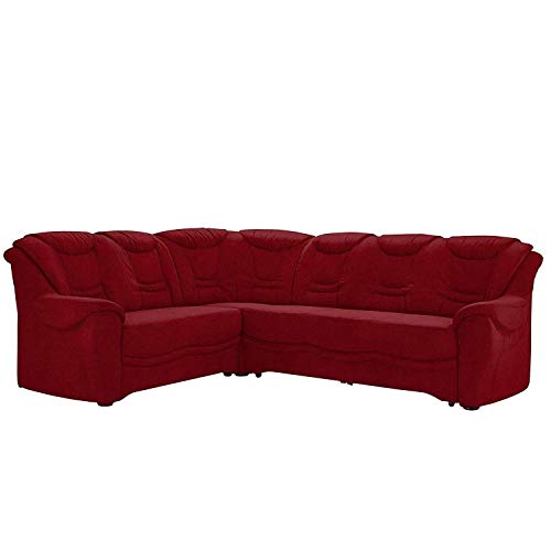 CAVADORE Bansa Canapé d'angle en Microfibre avec Noyau à Ressorts Rouge foncé 265 x 94 x 215 cm