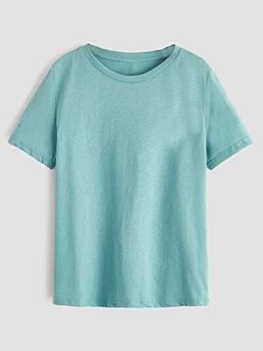 Floerns Boys 4 Piece Causal Short Sleeve Tee Round Neck Solid T Shirt Black Multi 11-12Y #TOP3