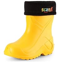 Ladeheid Children's Girl's Boy's EVA Extra Light Wellington Boots Rainy Wellies Rain Boots LA-763 (Yellow1/Black, 13 UK Child)