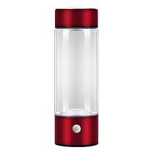 Hydrogen Water Bottle, Hydrogen Rich Water Ionizer Machine, Portable Hydrogen Water Generator, 400ml Rechargeable Hydrogen Rich Water Glass Health Cup for Home Travel Office Red