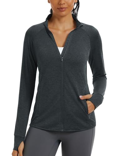 MAGCOMSEN Women's UPF 50+ Athletic Jackets Full Zip Lightweight Workout Jacket SPF Sun Protection Shirts Hiking Running