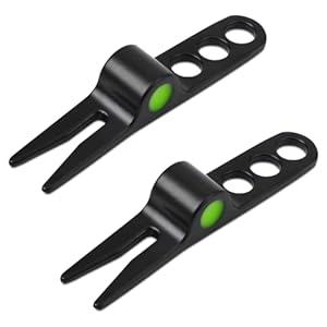 2 Pcs Golf Divot Tools, Black Golf Divot Repair Fork Portable Lightweight Golf Pitch Fork Golf Ball Accessory for Golf Divot Tools, On-Course Accessories