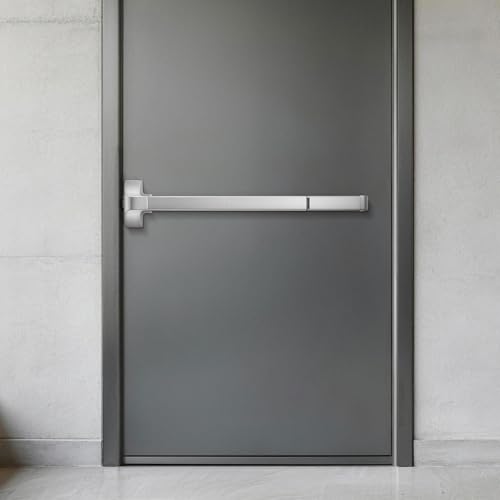 VEVOR Push Bar Panic Exit Device, 31" Stainless Steel Commercial Panic Bar for Exit Doors, Emergency Exit Door Hardware with Dual Locking Bolt and Sticker, for 31"-46" Wood or Metal Door, Silver by VEVOR - Image 2