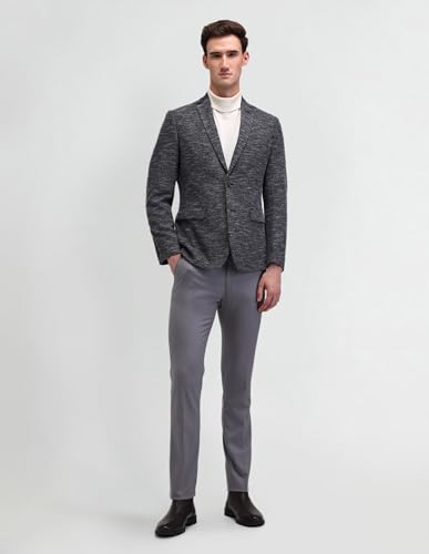 Image of Arrow Textured Pattern Blazer for Men - Plain Weave, Six Pockets & Double Button Closure Single Breasted Mens Blazer