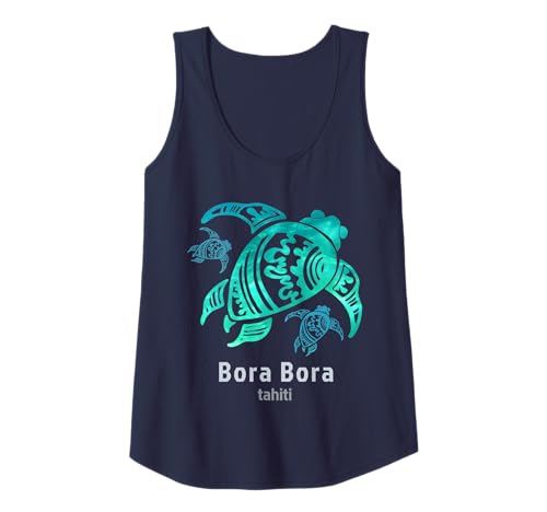 Bora Bora Tahiti Tortue Tribale Bleu Mer Débardeur