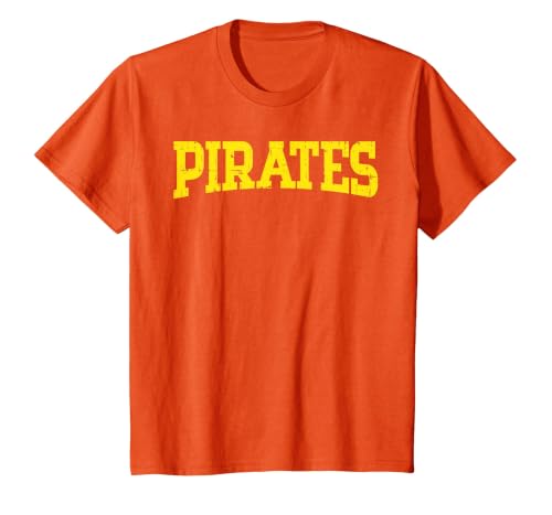 Pirates Vintage Buccaneer Sea Crew Costume Men Women Kids T-Shirt, Youth, Orange, Medium