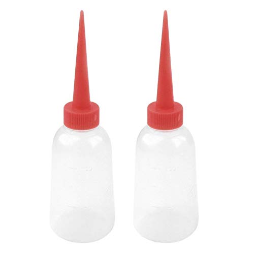 Hotportgift 2 Pcs 100ml Red Plastic Tip Nozzle Lubricant Oil Squeeze Bottle Clear White