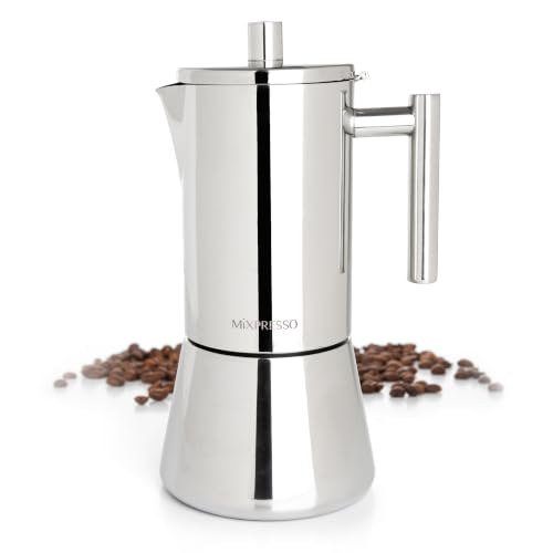 Mixpresso 9 Cup Stainless Steel Moka Pot Stovetop Espresso Coffee Maker