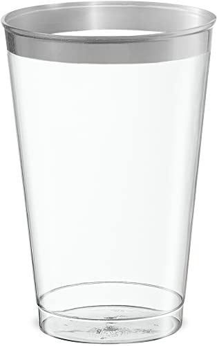 Plasticpro Disposable 12 Oz Crystal Clear Plastic Tumblers With Silver Rim For Party's & Weddings Pack Of 50 #TOP3