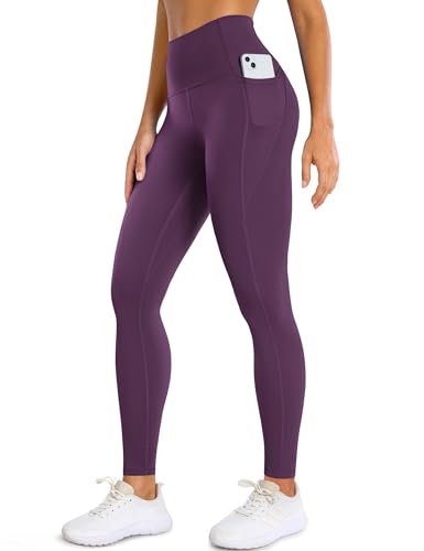 BAYDI Clouduxi Workout Leggings with Pockets for Women - 25 High Waisted Tummy Control Gym Yoga Pants Deep Purple