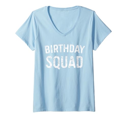 Womens Birthday Squad Family Birthday Squad V-Neck T-Shirt