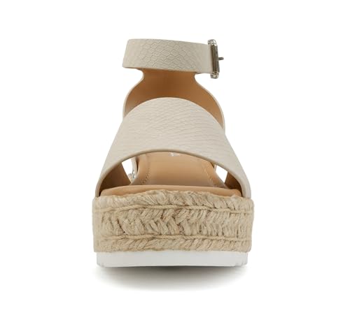 Image of Soda Topic Open Toe Buckle Ankle Strap Espadrilles Flatform Wedge Casual Sandal