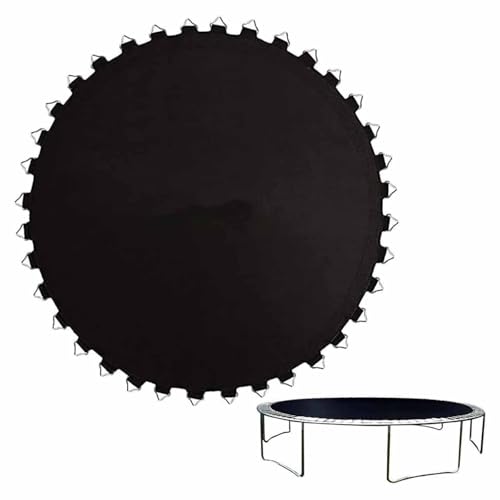 Tappeto Elastico Telo Ricambio Trampolino, Tappetino da salto di sicurezza a molla resistente all'acqua e ai raggi UV da 16 piedi con anelli a V, Accessori per trampolino tondo,16FT(108 buckle),Black