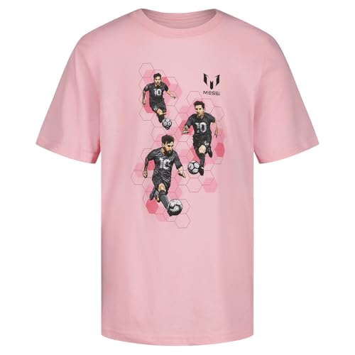 Image of Messi Boys' Lifestyle Short Sleeve T-Shirt, Slim-fit Graphic Tee, Cotton Blend Fabric