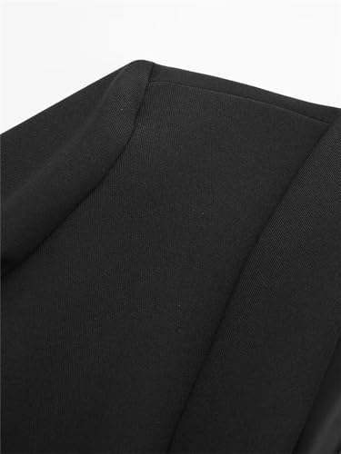 Women Satin Black with Feather Blazer Vintage Notched Neck Single Button Long Sleeves Jacket4