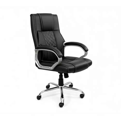 Image of activa Kim Ergonomic Office Chair| Premium Leatherette Chair with Padded Seat & Backrest| 3-Year Warranty | Adjustable Height Desk Chair for Work /Study /Gaming | Swivel Seating for Workstations (Black)