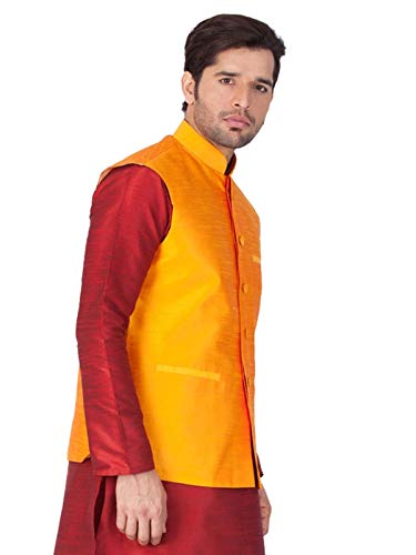 Elina fashion Men's Indian Banglori Silk Nehru Jacket || Bandhgala Jodhpuri Sleeve Less ONLY Waistcoat3