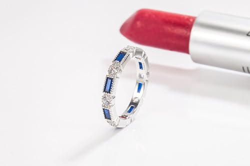 Eternal Wedding Ring, S925 Sterling Silver Mosonite Set with White Lantopa Stone Square and Round Zircon Engagement Ring, CZ Promise Ring, Valentine's Day and Christmas Gift(US Size-8)4