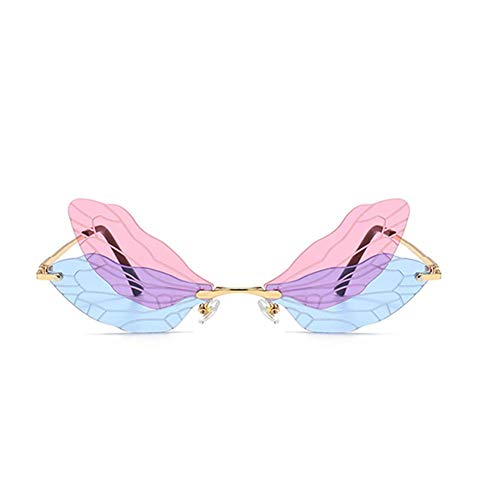 Image of ENTHYI Dragonfly Wing Shape Sunglasses for Women /Men Frameless Irregular Glasses Shades Party Sun Glasses